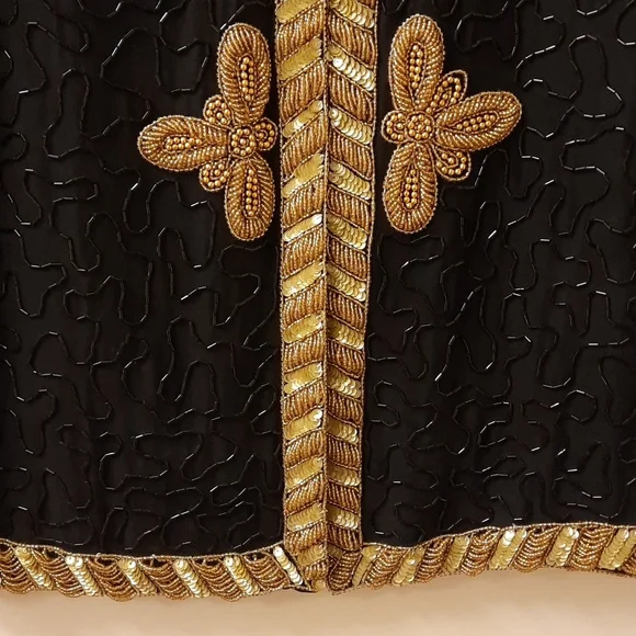 NWT, Vintage Laurence Kazar Black and Gold Hand Beaded Jacket - Picture 4 of 17